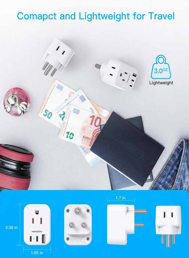 HANYCONY Brazil Power Adapter, HANYCONY Type N Plug Adapter with 2 Outlets 3 USB Ports (2 USB C), Travel Adapter for US to Brazil Brazilian Brasil - Image 4