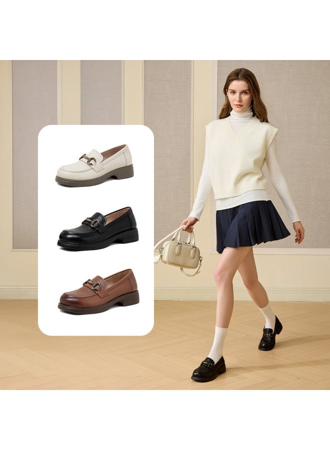 Comely Super Value Hit】2025 Spring New Genuine Leather Thin-sole Loafers Retro Women's Slip-ons - Image 2
