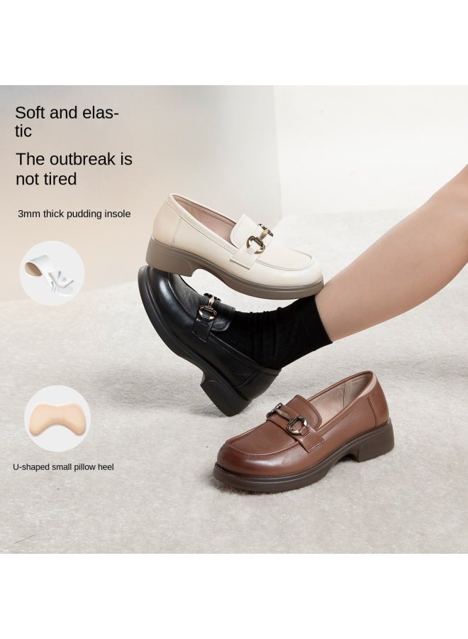 Comely Super Value Hit】2025 Spring New Genuine Leather Thin-sole Loafers Retro Women's Slip-ons - Image 5