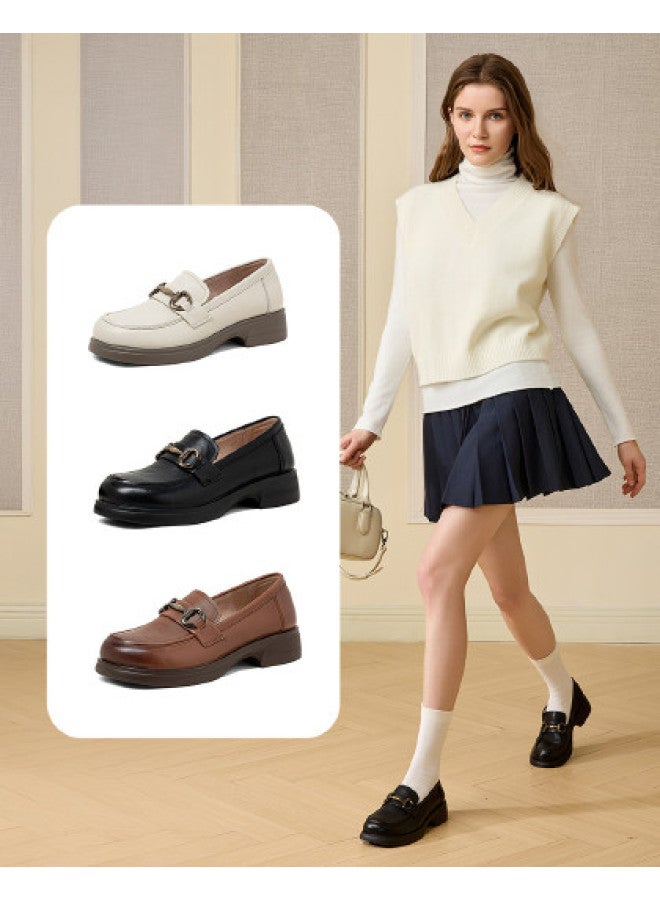 Comely Super Value Hit】2025 Spring New Genuine Leather Thin-sole Loafers Retro Women's Slip-ons - Image 1