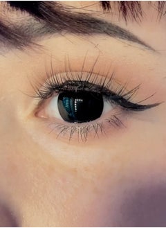 Black out Yearly Colored Contact Lenses, , Unisex Cosmetic Contact Lenses, Enlargement Collection, Cosplay, With Case