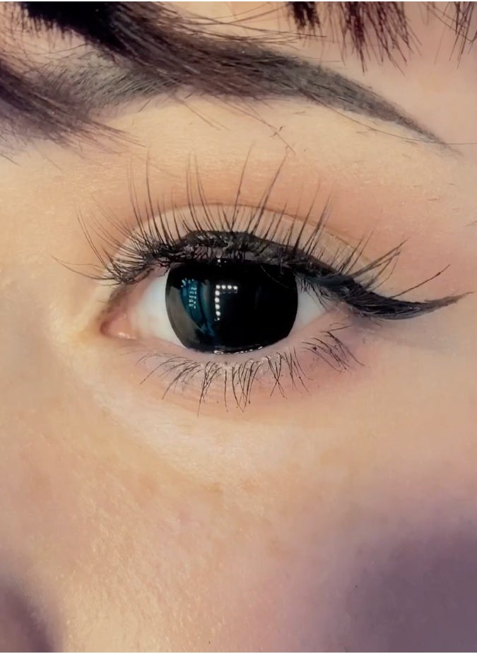 Unibling - Black out Yearly Colored Contact Lenses, , Unisex Cosmetic Contact Lenses, Enlargement Collection, Cosplay, With Case - Image 1