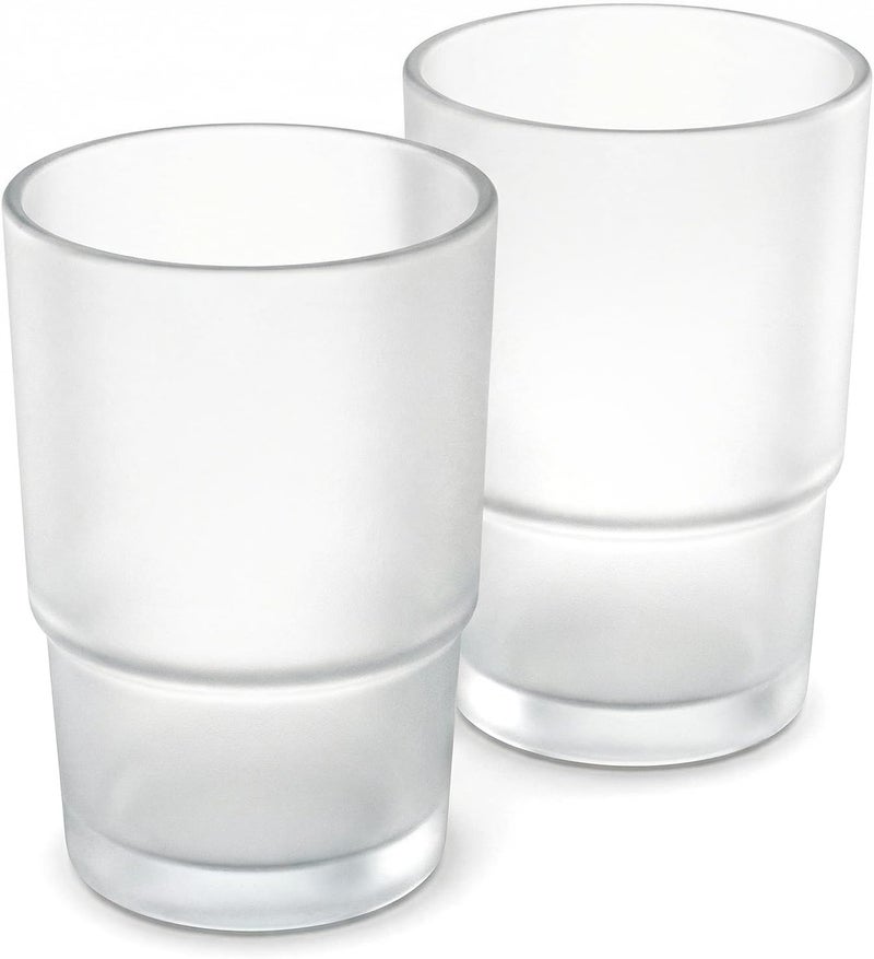 QWORK 2 Pcs Replacement Toothbrush Cups Matte Glass for Wall Mounted Toothbrush Holders - Image 1