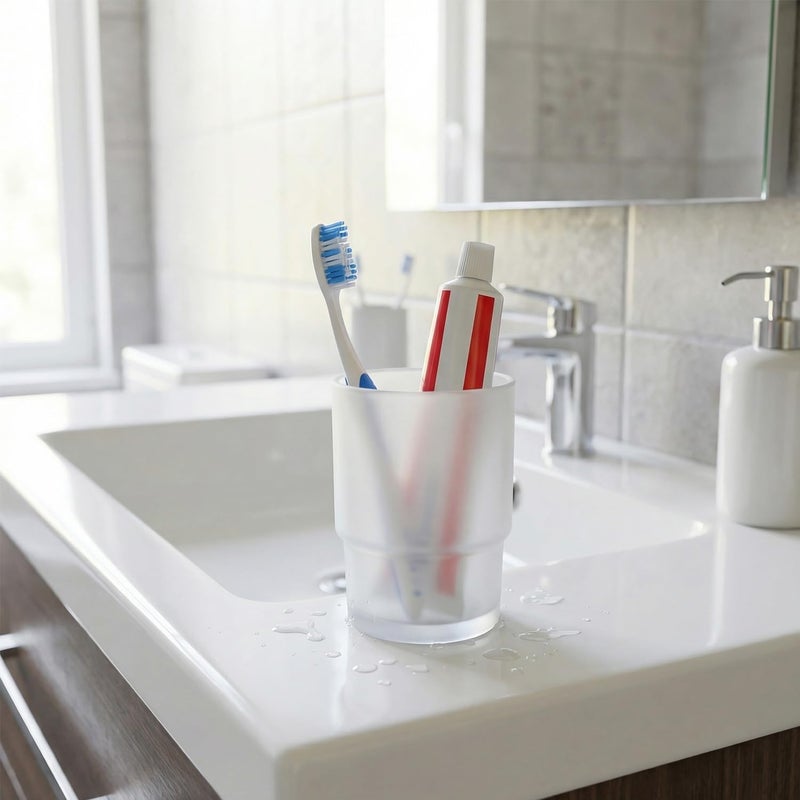 QWORK 2 Pcs Replacement Toothbrush Cups Matte Glass for Wall Mounted Toothbrush Holders - Image 5