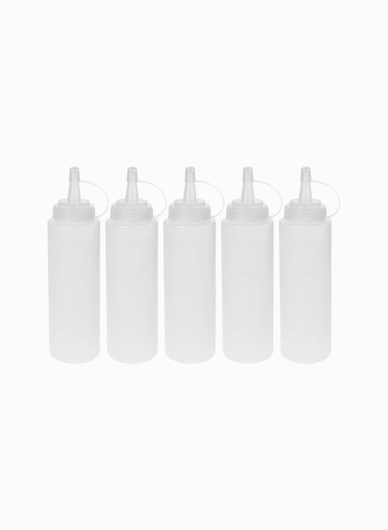 Set of 5 BPA Free Plastic Squeeze Bottles for Ketchup and Sauces, 230ml Condiment Dispensers with Caps, Perfect for BBQ, Dressings, and Craft Projects  - Image 1