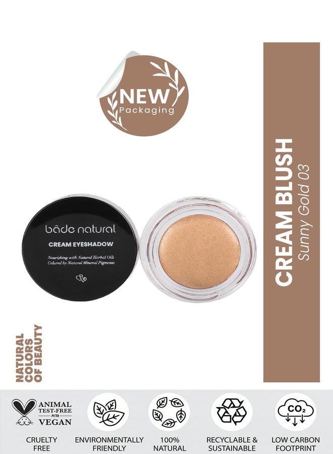 Bade Natural Cream Eyeshadow Sunny Gold 03 - 100% Natural Shimmery Cream-to-Powder Eye Color - Infused with Mica for Radiant Glow - Long-Lasting, Blendable - Image 2