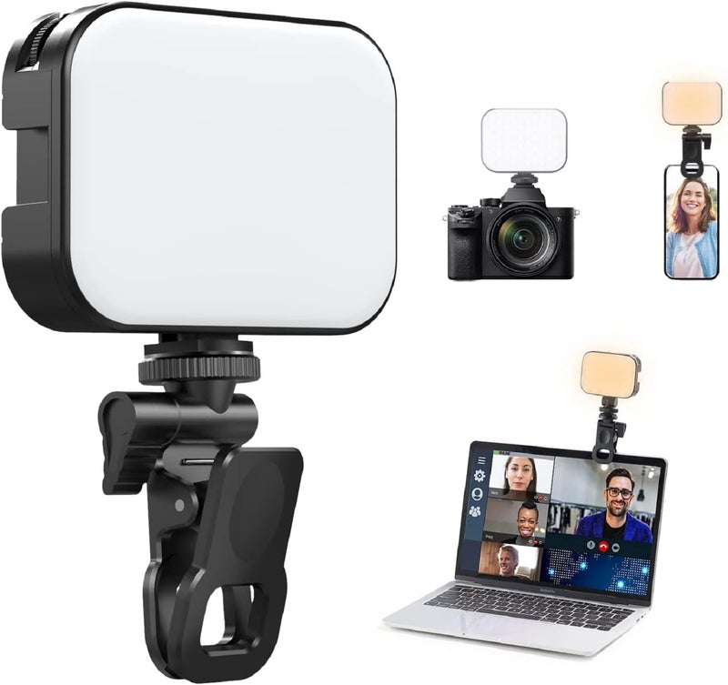 Selfie Mobile Phone with Clip Holder 3 Light Modes Video Light 3000K-9900K Color Temperature Brightness Adjustable 2000 mAh Batteries for Phone/Tablet/Laptop, Zoom TikTok Live Streaming (U80) - Image 1