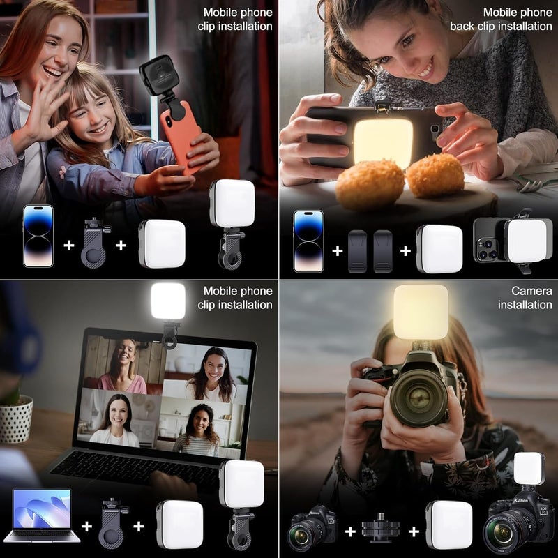 Selfie Mobile Phone with Clip Holder 3 Light Modes Video Light 3000K-9900K Color Temperature Brightness Adjustable 2000 mAh Batteries for Phone/Tablet/Laptop, Zoom TikTok Live Streaming (U80) - Image 5