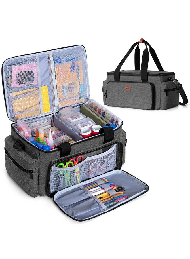 LUXJA Large Capacity Craft Bag With Shoulder Strap, Craft Tote For Art, Scrapbooking Or Sewing Supplies (Bag Only), Gray  - Image 1