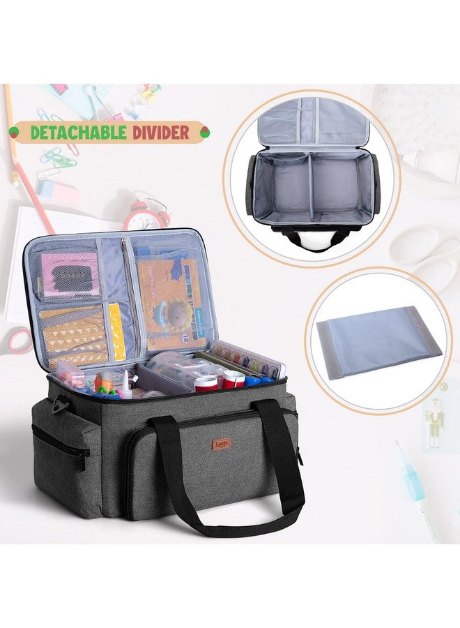 LUXJA Large Capacity Craft Bag With Shoulder Strap, Craft Tote For Art, Scrapbooking Or Sewing Supplies (Bag Only), Gray  - Image 2