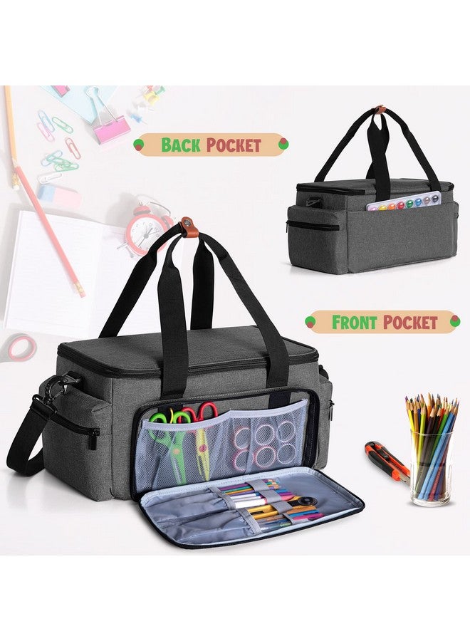 LUXJA Large Capacity Craft Bag With Shoulder Strap, Craft Tote For Art, Scrapbooking Or Sewing Supplies (Bag Only), Gray  - Image 3