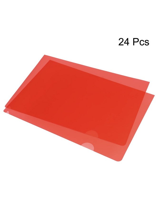 PATIKIL - L Type Folders 24 Pack A4 Plastic File Project Pockets Clear Paper Document Jacket Sleeve For Office, Red - Image 1