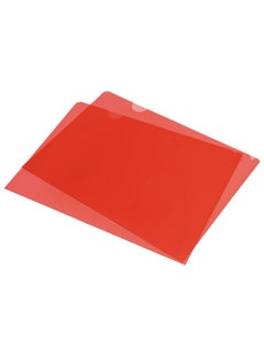 L Type Folders 24 Pack A4 Plastic File Project Pockets Clear Paper Document Jacket Sleeve For Office, Red