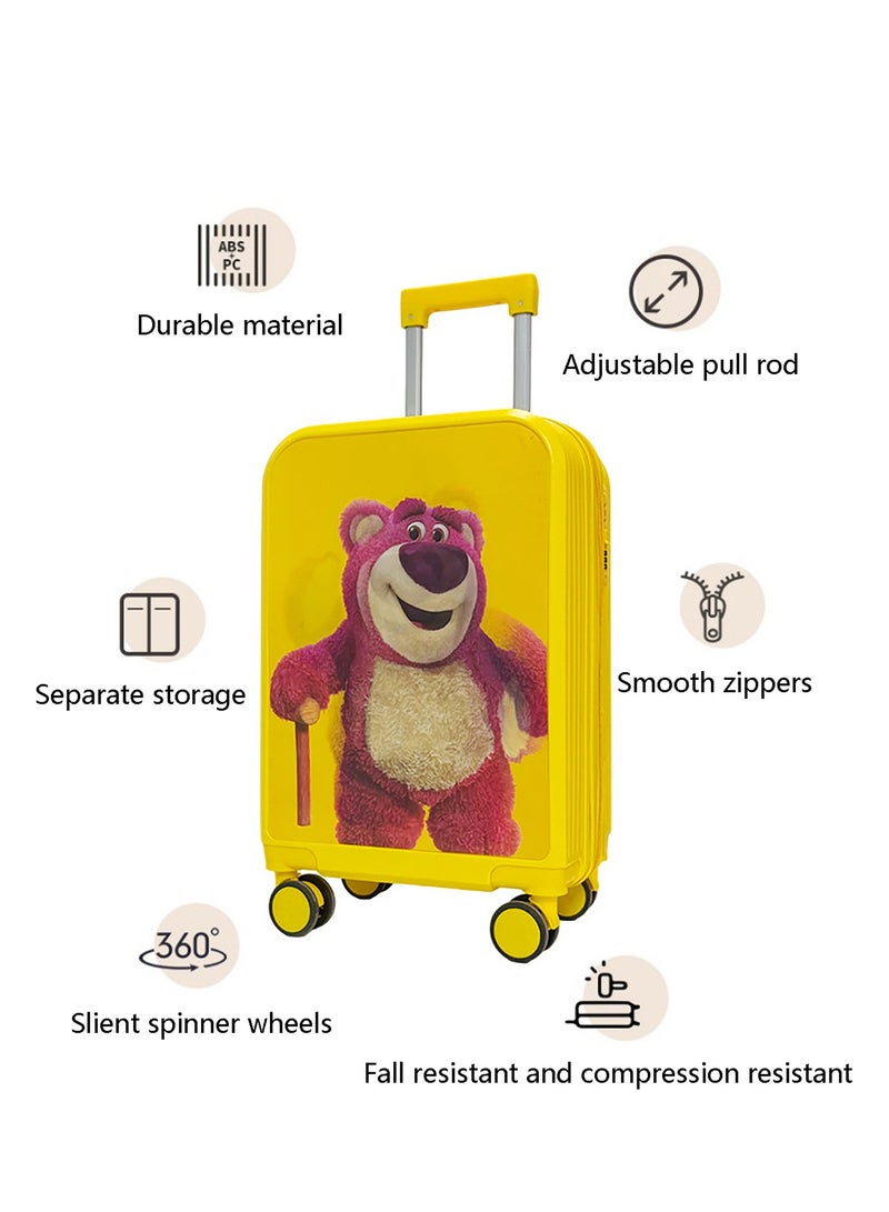 20" Kids Luggage Rolling Suitcase with 3D Multiple View Design, Cute Cartoon Character Pattern Travel Trolley Case for Girls Boys Children  - Image 2