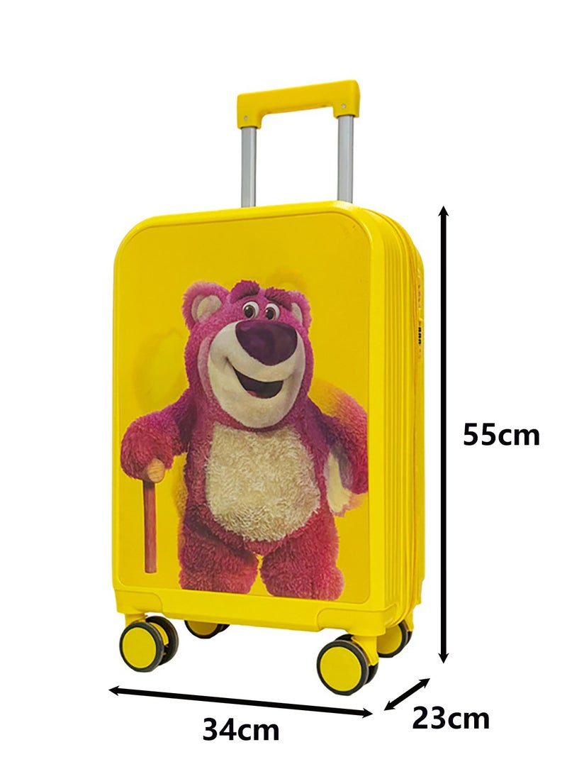 20" Kids Luggage Rolling Suitcase with 3D Multiple View Design, Cute Cartoon Character Pattern Travel Trolley Case for Girls Boys Children  - Image 5