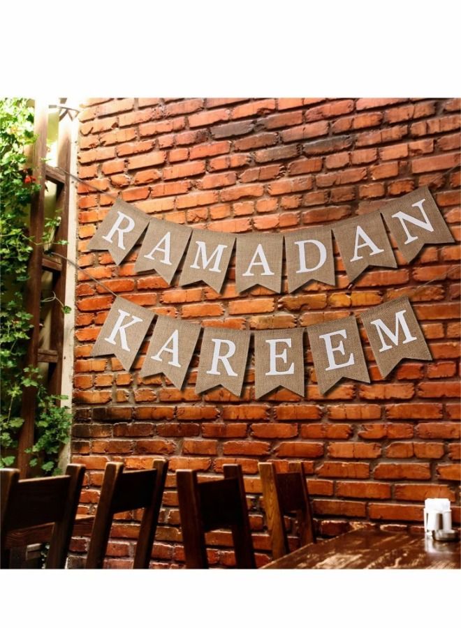 رمضان كريم الرايات راية مسلم عيد راية ل الموقد الزخرفية الخيش رمضان حزب لوازم الديكور - Image 2