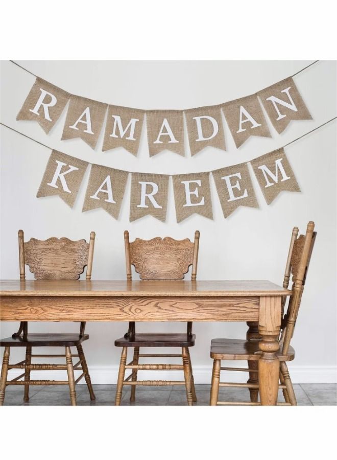 رمضان كريم الرايات راية مسلم عيد راية ل الموقد الزخرفية الخيش رمضان حزب لوازم الديكور - Image 4