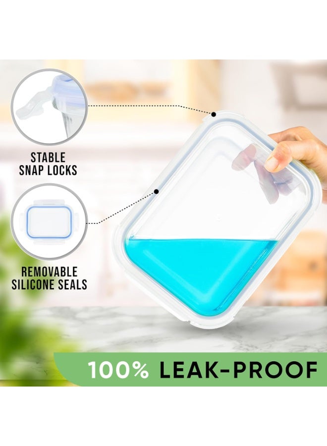 3-in-1 Borosilicate Glass Food Storage Set with Sky Blue Lids - Image 4