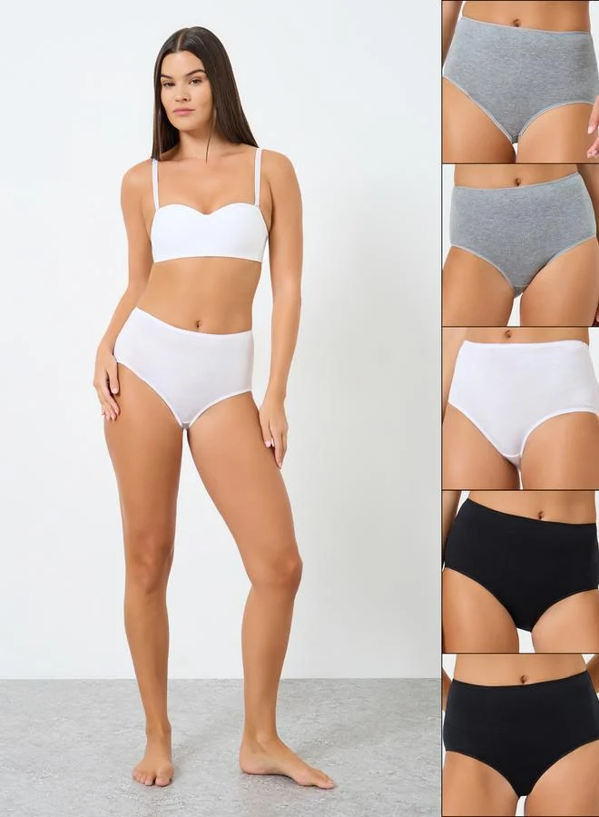 Styli Pack of 5 - Cotton Solid Full Briefs
