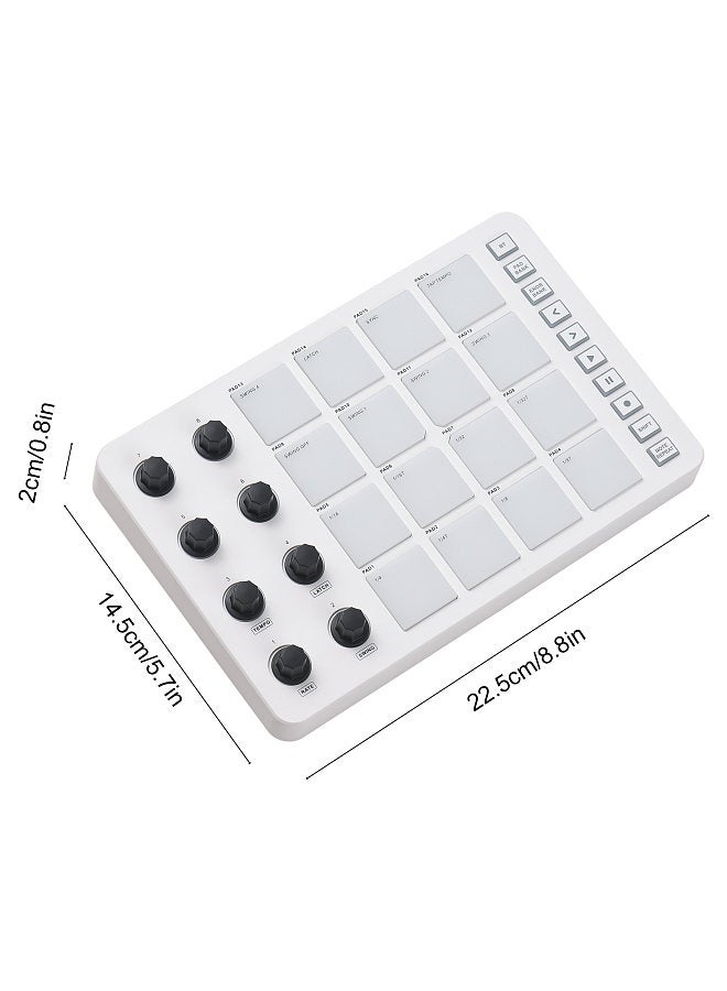 MIDI Controller Strike Pad RGB Backlight MIDI Keyboard BT Connection Low Latency 3.5mm Output Interface ith 16 Strike Pads 8 Assignable Knobs Note Repeat Portable MIDI Pad