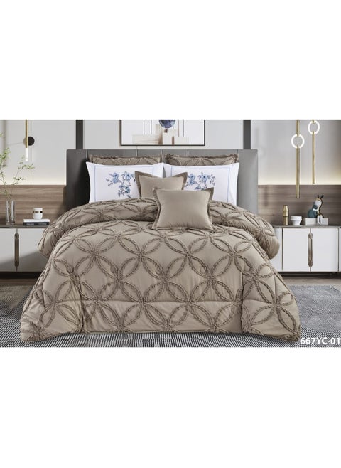 Luxury double bedspread, modern design, 8-piece comforter set, suitable for all seasons, decorated with a torn pattern, size 230 x 250 cm