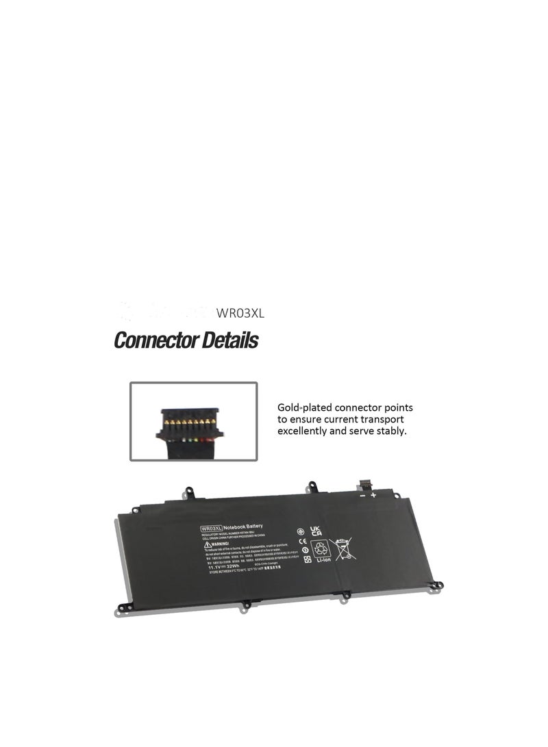 Terabyte 32Wh WR03XL Laptop Battery Compatible for HP Split 13 x2 13-m 13-m000 13-m100 13-m200 Convertible Detachable Pavilion 13 x2 AMD 13-p 13-p000 Tablet Series 13-m100la 13-m210dx Base Batery - Image 2
