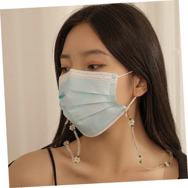 Crystal Bead Eyeglass Chain Necklace For Women White With Anti Lost Mask Holder - Image 5