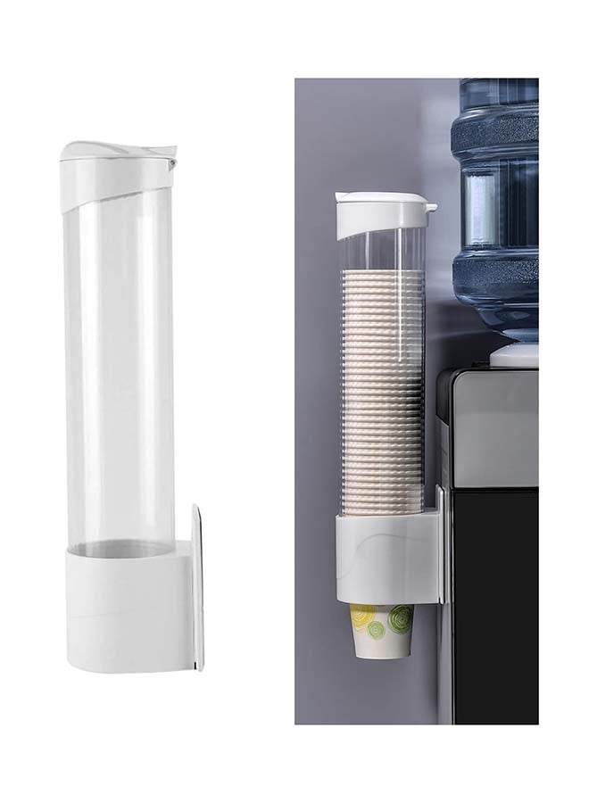 Together-life Cup Dispenser Wall Mounted Plastic Water Dispenser Disposable Cup Holder Rack, Paste or Screw Plate Mountable for Paper Cups Halloween Party Supplies(L, White) - Image 1