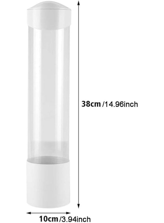 Together-life Cup Dispenser Wall Mounted Plastic Water Dispenser Disposable Cup Holder Rack, Paste or Screw Plate Mountable for Paper Cups Halloween Party Supplies(L, White) - Image 2