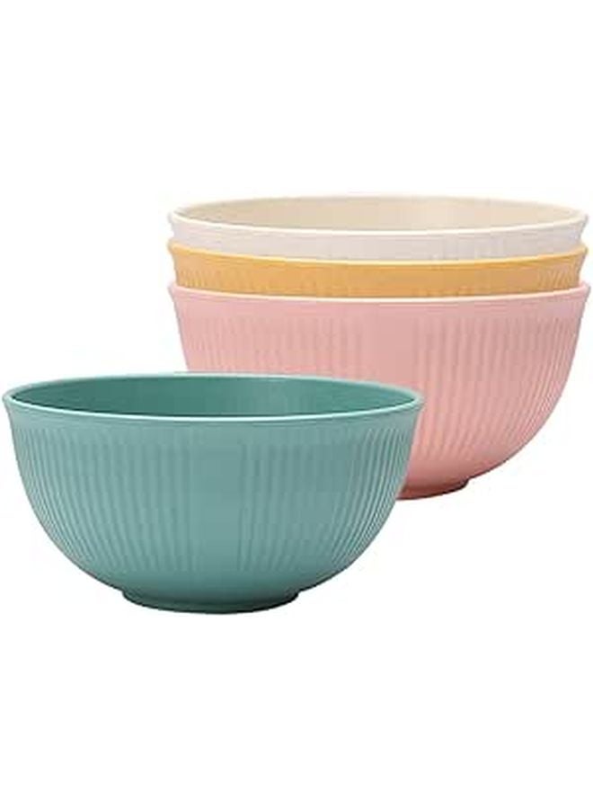 Wheat Straw Rice Bowls Set 4 Pieces 5.5 Inch Lightweight Eco Friendly Dishwasher Safe - Image 1