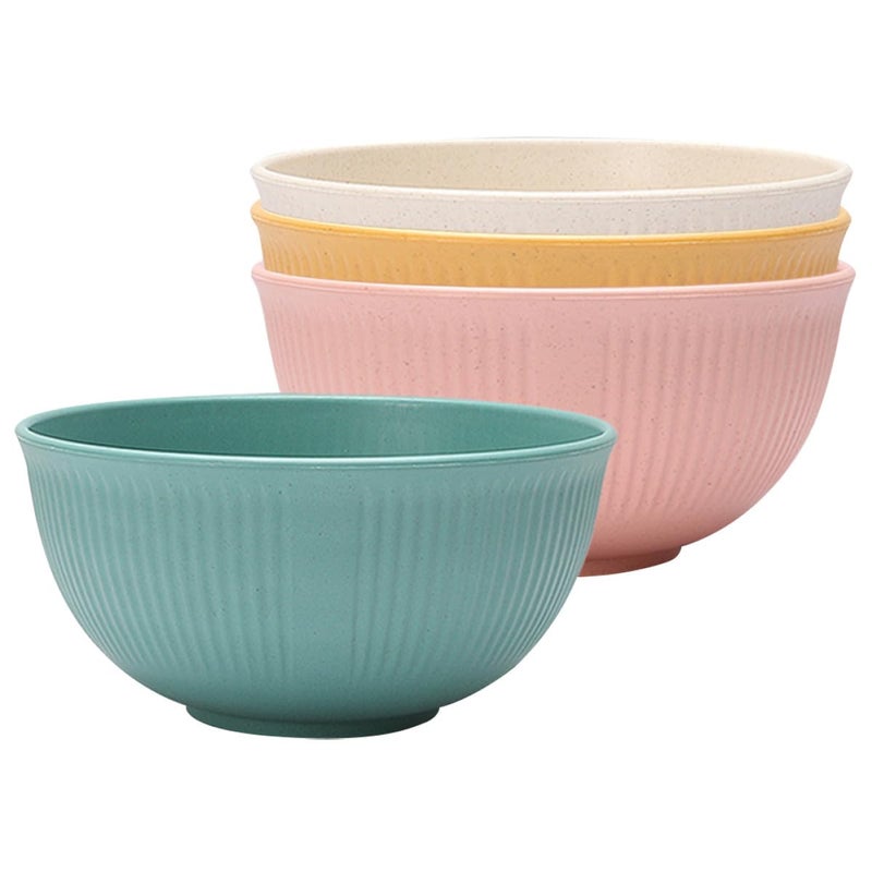 Wheat Straw Rice Bowls Set 4 Pieces 5.5 Inch Lightweight Eco Friendly Dishwasher Safe - Image 2