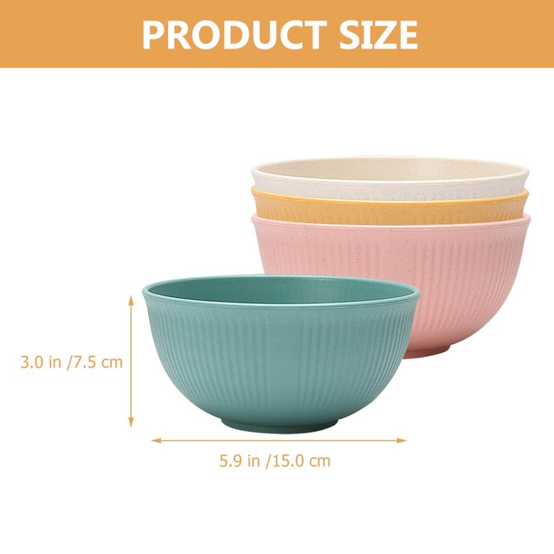 Wheat Straw Rice Bowls Set 4 Pieces 5.5 Inch Lightweight Eco Friendly Dishwasher Safe - Image 3