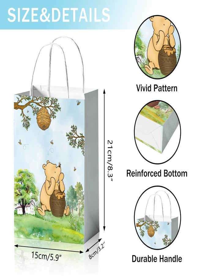 Reyoust 24 PCS Classic Pooh Bear Party Bags for Baby Shower Treat Bags Paper Goody Candy Bags for Boy Birthday Party Supplies and Decor - Image 3