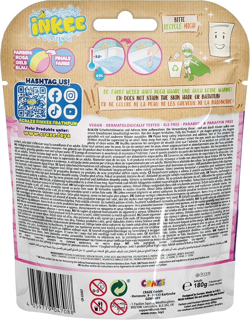 Inkee Rainbow Pack Bath Bombs - 3pcs Vegan Bath Bombs with Almond Oil & Marshmallow Aroma for Kids - Image 2