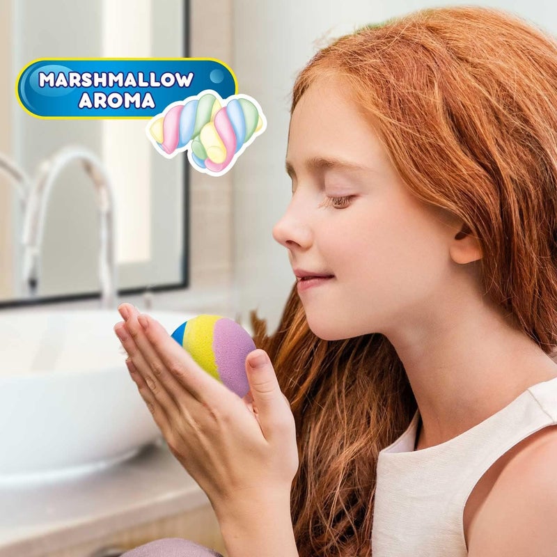 Inkee Rainbow Pack Bath Bombs - 3pcs Vegan Bath Bombs with Almond Oil & Marshmallow Aroma for Kids - Image 5