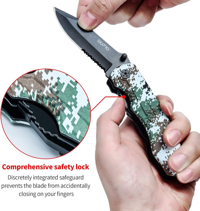 SIUPRO Multitool Pocket Knife Set for Men, Christmas Stocking Stuffers Gifts for Dad Husband, Multipurpose 9-in-1 screwdriver kit, Multi Tool Pliers with Nylon Sheath for Camping, Camo - Image 5