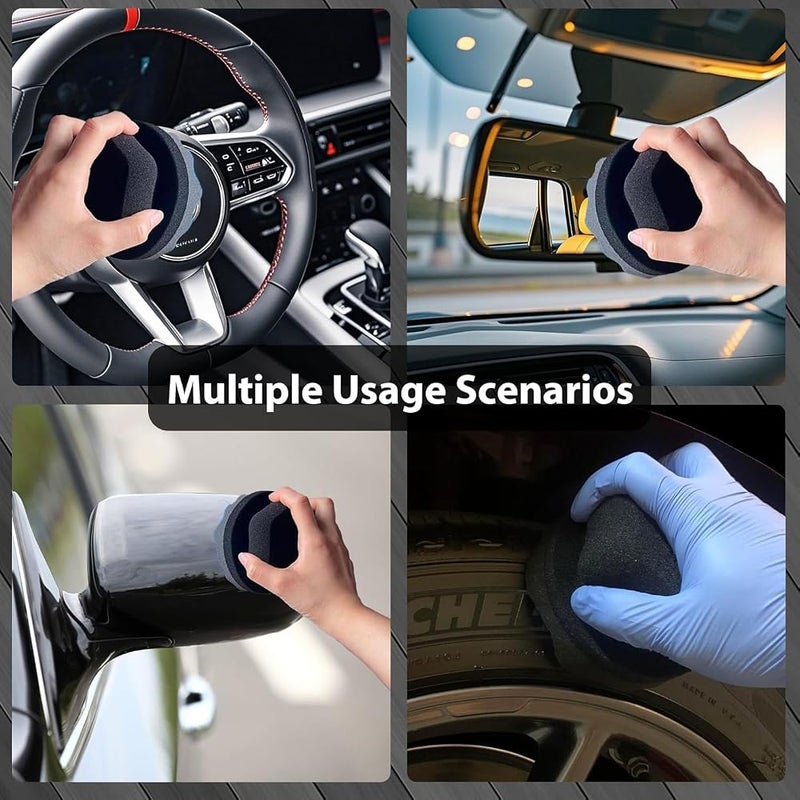 2PCS Tire Shine Applicator Pads, Large Reusable Wheel Dressing Foam Pads, Wave Contoured Car Care Brush for Auto Detailing, Rubber Wheels, Vinyl & Interior Trim - Image 3