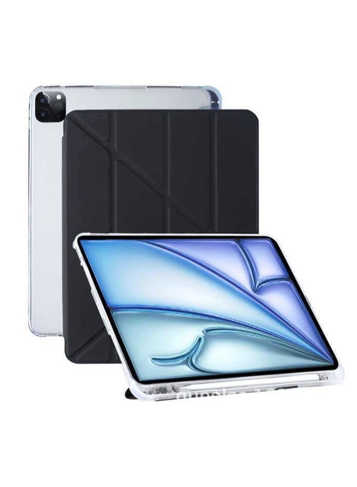 إغرين99 لـ iPad Air 13 بوصة (2024 6th M2 / 2025 7th M3 / 2026 8th M4) / iPad Pro 12.9 بوصة (22/21/20/18) غطاء القضية ، قابل للتشوه 4 + تصميم على شكل Y ، زاوية متعددة ، غطاء اللوح الجلدي الناعم Tpu ، إيقاظ / نوم تلقائي ، أسود - Image 1
