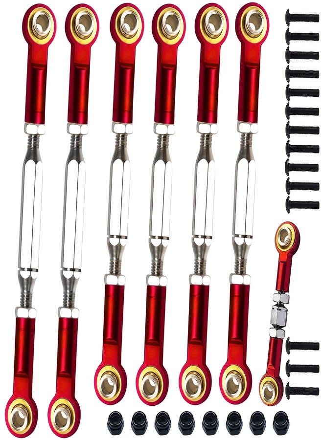PXFAYSFQ Stainless Steel Adjustable Turnbuckles/Camber Links with Rod Ends Set for 1/10 Traxxas Slash 4X4/2WD, Rustler 4X4/2WD, Stampede 4X4/2WD, Hoss 4X4,Bandit/VXL RC Car Hops Up Parts(Red) - Image 1