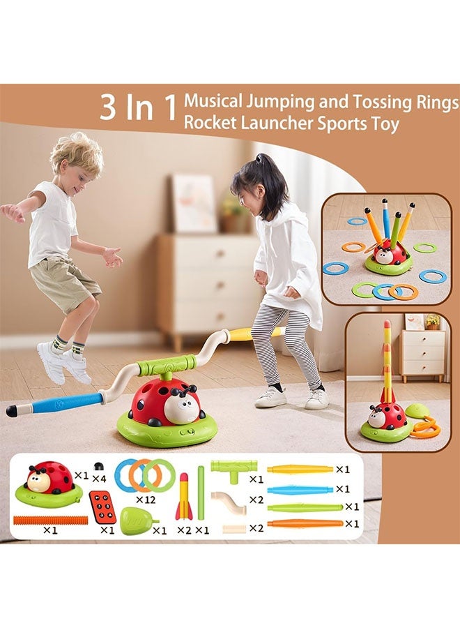 Comysubao 3 in 1 Musical Jump, Toss Ring Game Toy and Rocket Launcher for Kids Outdoor Toys with Remote Control, Indoor Outside Birthday Gifts Kids Girls Boys Toys for Kids Ages 3+ Kids - Image 2