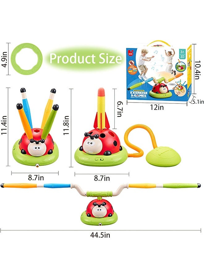 Comysubao 3 in 1 Musical Jump, Toss Ring Game Toy and Rocket Launcher for Kids Outdoor Toys with Remote Control, Indoor Outside Birthday Gifts Kids Girls Boys Toys for Kids Ages 3+ Kids - Image 3