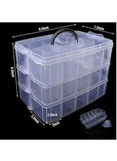 Beauenty 3-layer Stackable Storage Container Box With 30 Adjustable Compartments, Plastic Toy Organizer Box For Storing Toys, Embroidery Accessories, Spools, Hardware Storage Tubes,Etc  - Image 3