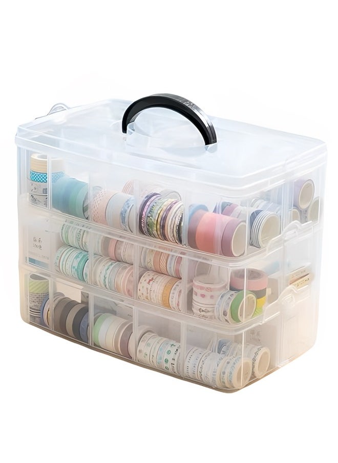 Beauenty - 3-layer Stackable Storage Container Box With 30 Adjustable Compartments, Plastic Toy Organizer Box For Storing Toys, Embroidery Accessories, Spools, Hardware Storage Tubes,Etc - Image 1