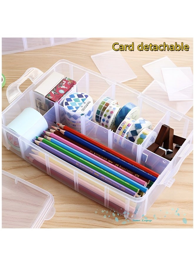 Beauenty - 3-layer Stackable Storage Container Box With 30 Adjustable Compartments, Plastic Toy Organizer Box For Storing Toys, Embroidery Accessories, Spools, Hardware Storage Tubes,Etc - Image 1