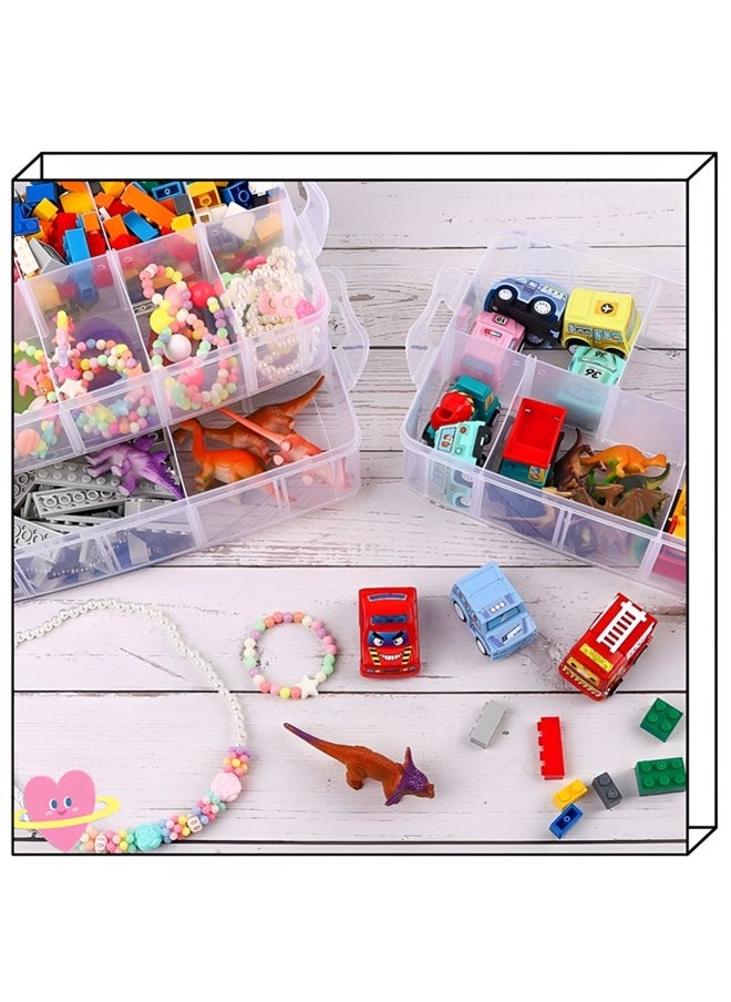 Beauenty - 3-layer Stackable Storage Container Box With 30 Adjustable Compartments, Plastic Toy Organizer Box For Storing Toys, Embroidery Accessories, Spools, Hardware Storage Tubes,Etc - Image 1