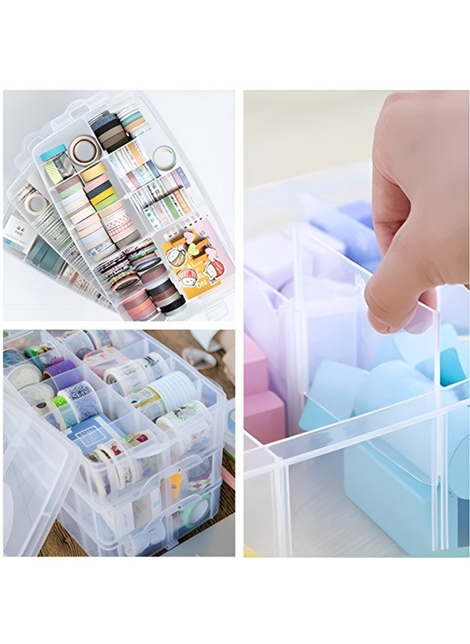 Beauenty - 3-layer Stackable Storage Container Box With 30 Adjustable Compartments, Plastic Toy Organizer Box For Storing Toys, Embroidery Accessories, Spools, Hardware Storage Tubes,Etc - Image 1