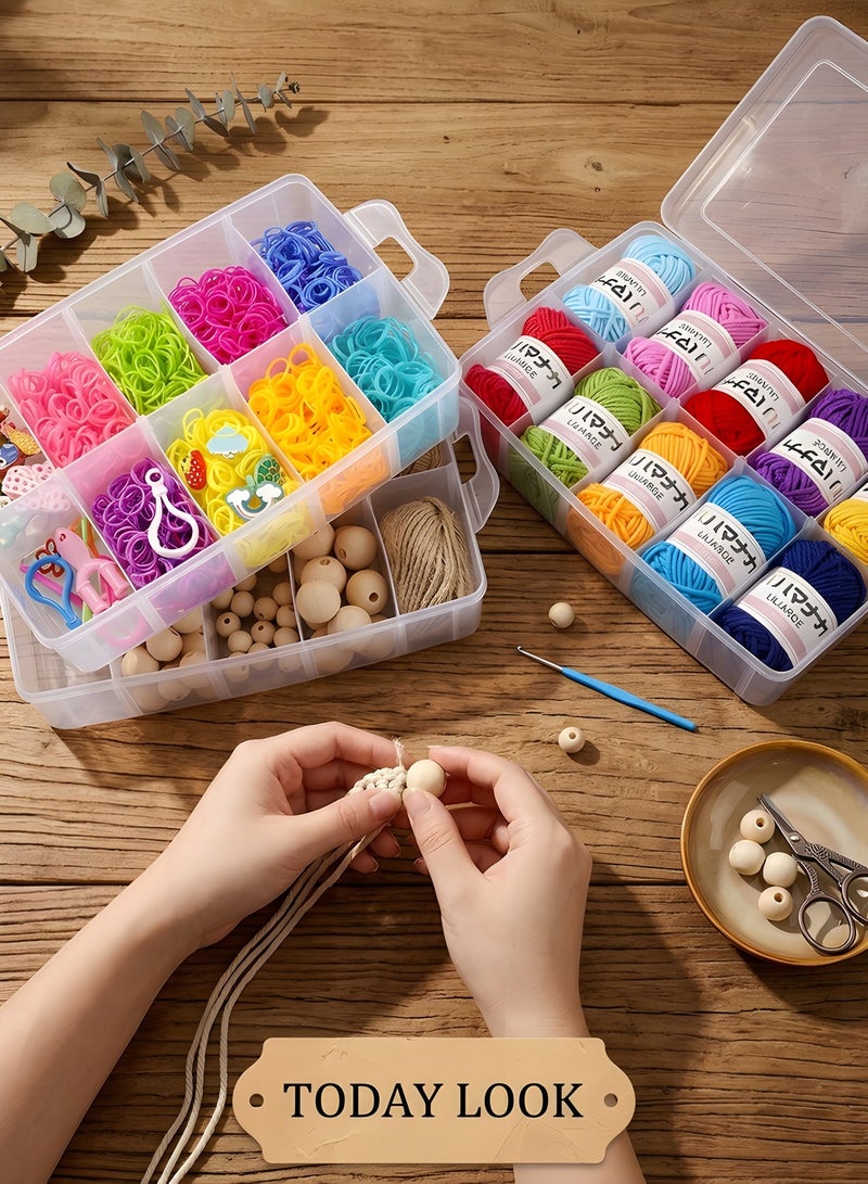 بيوينتي صندوق تخزين مكدس ذو 3 طبقات مع 30 قسمًا قابلًا للتعديل، صندوق منظم بلاستيكي لتخزين الألعاب، ملحقات التطريز، الخيوط، أنابيب تخزين الأدوات، إلخ. - Image 5