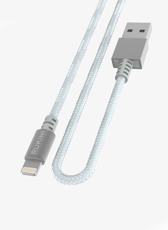 RUKINI كابل روكيني USB-A إلى Lightning مع حياكة نايلون - 2 م - أبيض - Image 1