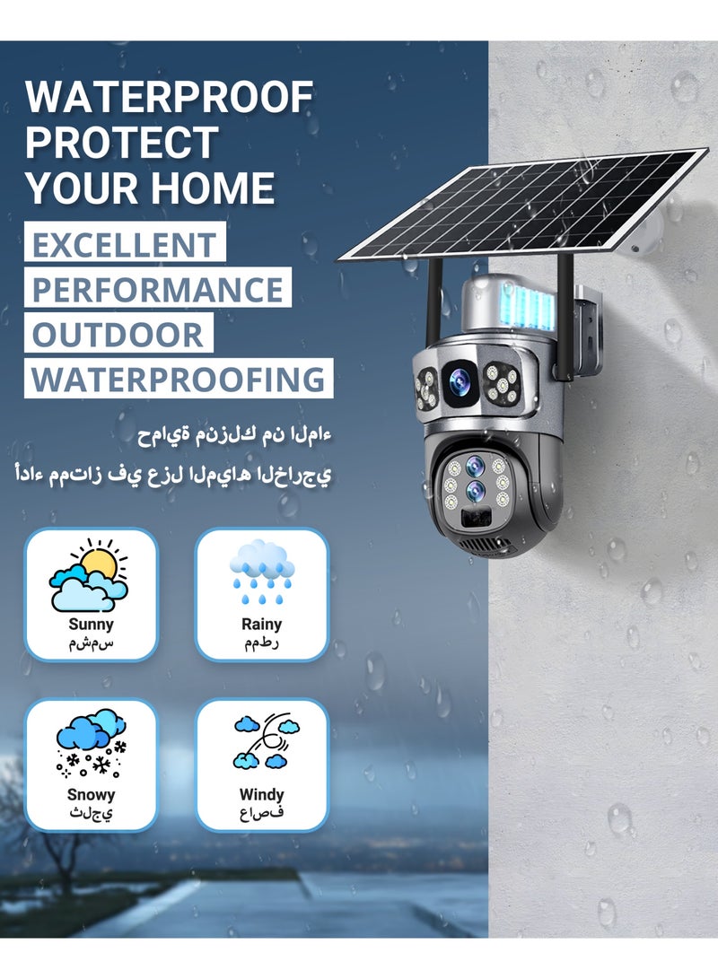 Generic Three Lens 4G Solar Security Cameras Outdoor, 10X Zoom 6K Cameras for Home Security, 12MP 360° View Battery Camera, Color Night Vision, AI Human Detection, PIR Alarm, 2-Way Audio, Weatherproof  - Image 5