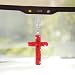 ZIMISI Bling Cross Car Hanging Ornament Crystal Rhinestone Car Rearview Mirror Pendant for Women Diamond Rear View Mirror Charm Present Universal Vehicle Interior Decoration Accessory Red - Image 2